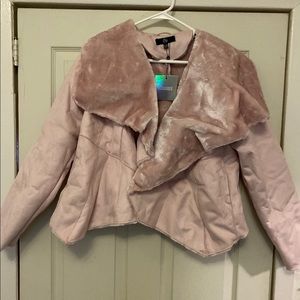 Blush waterfall shearling coat